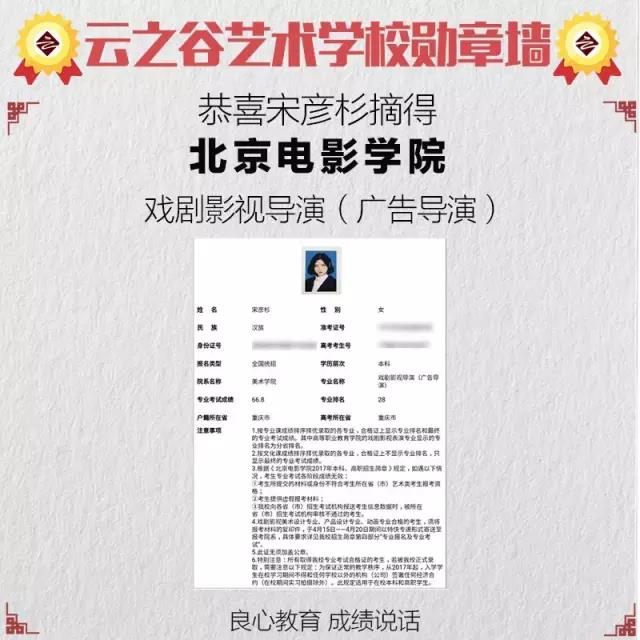 北影，中传，浙传，南艺，南广校考合格证云之谷都有了