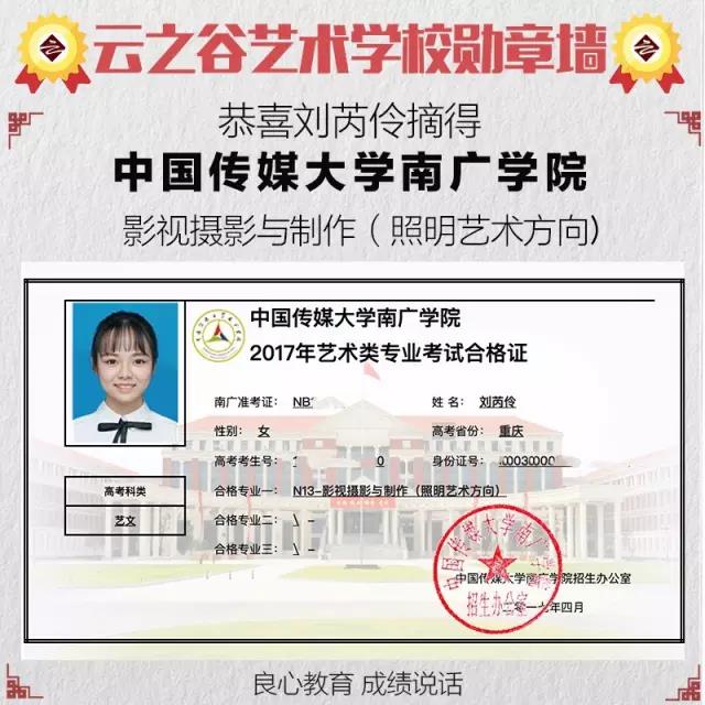 北影，中传，浙传，南艺，南广校考合格证云之谷都有了